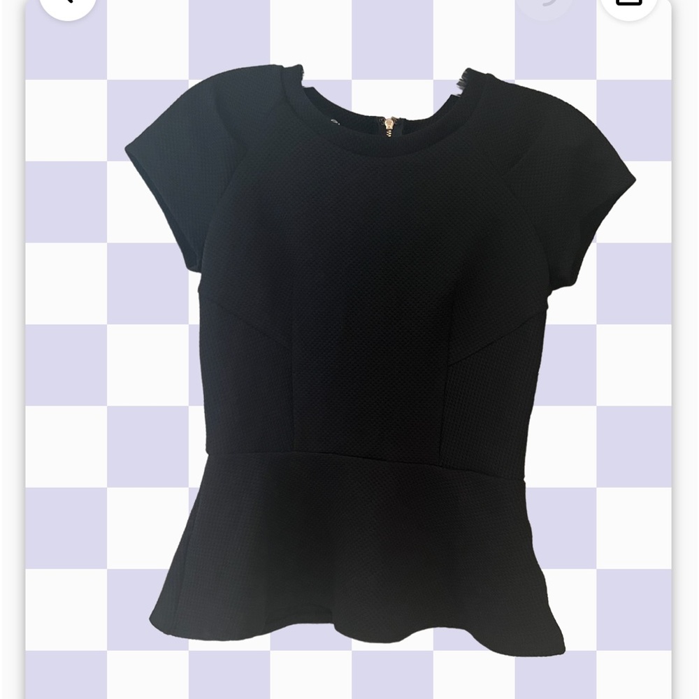 Bebe brand new with tags black shirt with short sleeves ruffle bottom zip up